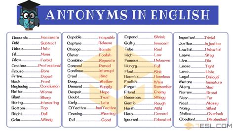 300 Opposites Antonyms From A Z With Great Examples 7esl English
