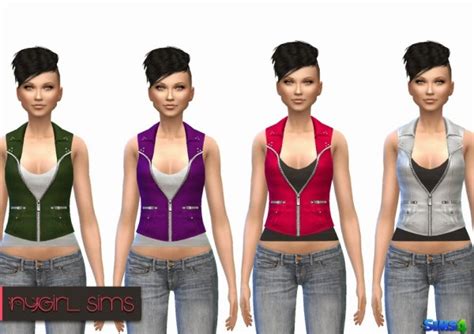 Ny Girl Sims Pocketed Leather Vest With Tank • Sims 4 Downloads