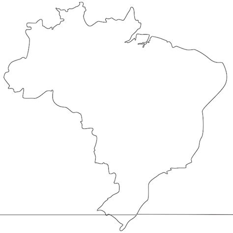 Desenho De Linha Contínua Da Ilustração De Arte De Linha Vetorial Do Mapa Do Brasil Vetor Premium