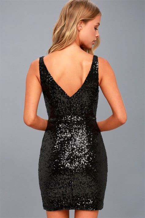 Champagne Showers Black Sequin Bodycon Dress Black Sequin Bodycon