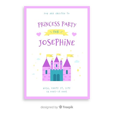 Free Vector Flat Castle Princess Party Invitation Template