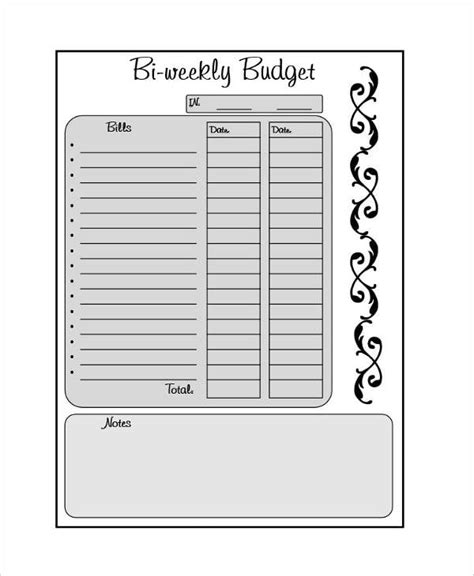 Bi Weekly Budget Template Printable