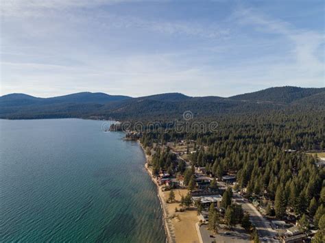 Aerial Shot Of The Lake Tahoe In Sierra Nevada Mountains The United