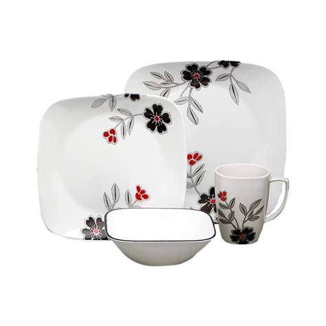 The striking contrast of bold, black bands on white dinnerware and. Barang Murah dari Australia: 16 Piece Square Dinner Set