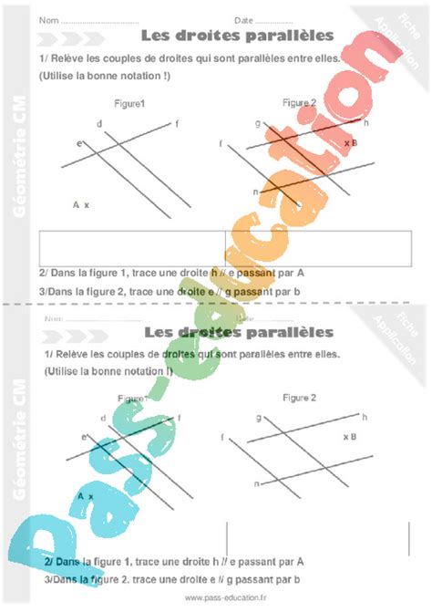 Droites Parallèles Cm1 Fiche De Préparation Pdf à Imprimer