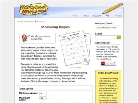 Measuring angles worksheet for 6th
