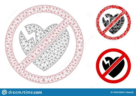 No Broken Heart Vector Mesh Network Model And Triangle Mosaic Icon