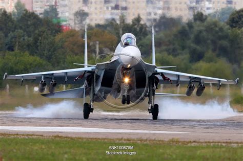 Su 30sm Jet Fighter Of The Russian Air Force Landing On Runway