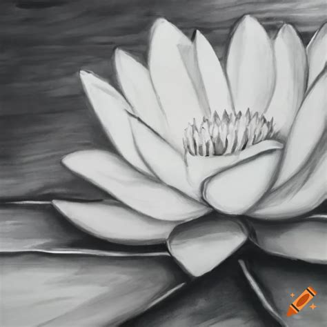 Graphite Pencil Sketch Of A Water Lily