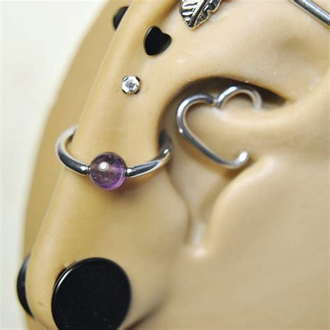 Amethyst Captive Bead Ring Worn In A Conch Piercing Huge Variety Of