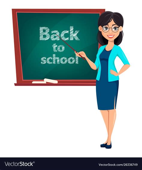 Back To School Teacher Woman Cartoon Character Vector Image