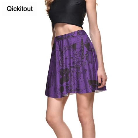 qickitout skirts fashion new arrival women s portrait purple love sketch skirts digital printing