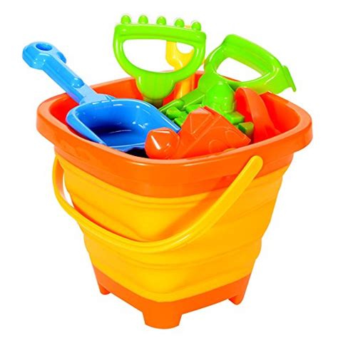 Beach Toys Set 2 Packable Pailsandcollapsible Buckets With 1 Shovel And 1