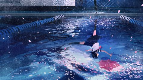 Anime Rain Umbrella Girl Wallpaper 1600x900 704116 Wallpaperup