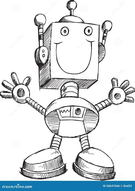 Doodle Robot Vector Stock Vector Illustration Of Machine 50647666