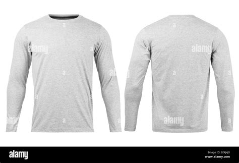 Grey T Shirt Long Sleeves Mockup Front And Back Used As Design Template
