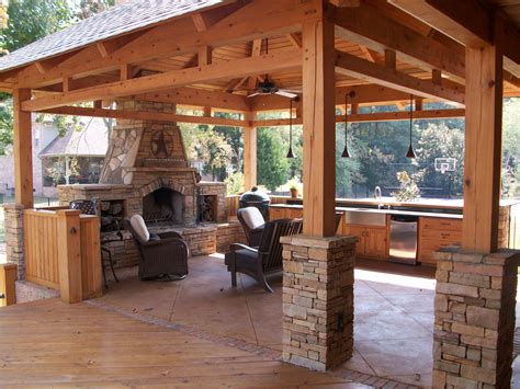 Rustic Pavilion Plans Fireplace В Cypress Timber Frame Pavilion