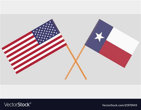 Crossed Flags United States And Texas State Vector Image
