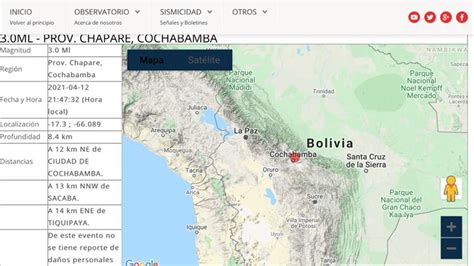 Cochabamba Tuvo Un Sismo De Grados Richter Que Se Sinti En Varias