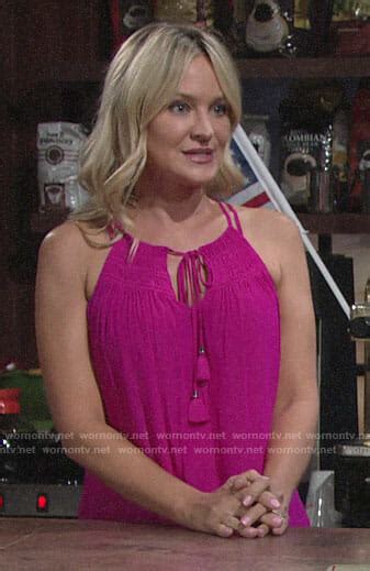 Wornontv Sharons Pink Tassel Tie Top On The Young And The Restless