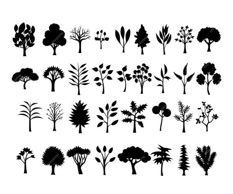 Premium Vector Trees And Forest Silhouettes Set Isolated Vector