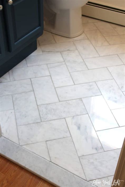 White Marble Herringbone Tile Floor Best Home Design