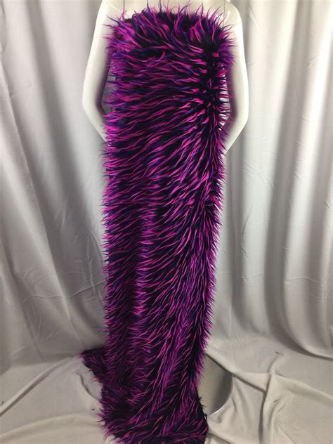Faux Fur Fabric - Purple and Magenta Decoration Soft Furry Spikes Fabr - METATRON FABRICS