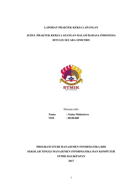 Contoh Laporan Pkl Mahasiswa Teknik Informatika Pdf Di Sekolah