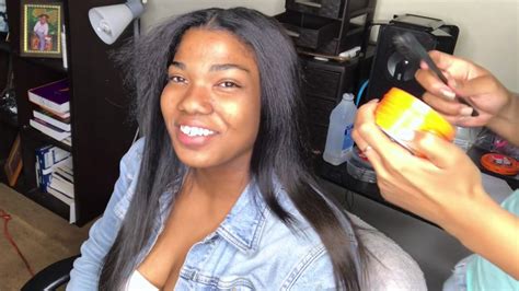 How To Do A Middle Part Sew In Weave Traditional Sew In Youtube
