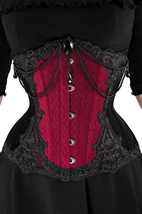 Velvet Underbust Corset Black Red Veil Vampire Lace Victorian Etsy Red Goth Outfits Goth