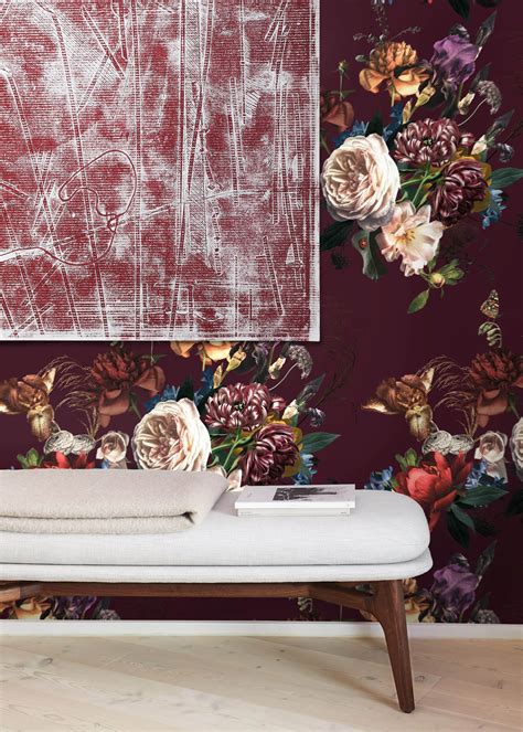 Large Dutch Floral Print Wallpaper For Modern Home Decor Or Accent Wall