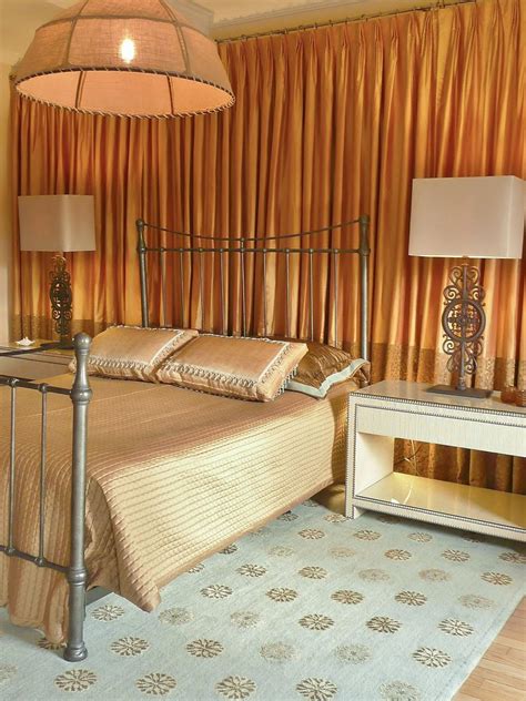 elegant master bedroom  apricot silk curtain hgtv