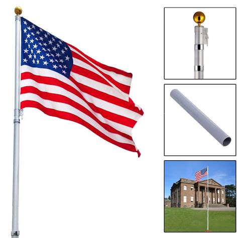 Municipal and residential sets available along with all the accessories you will 6' sectional aluminum american flag kit includes made in the usa 6'x3/4 sectional aluminum pole cotton printed 3x5' american flag stamped steel. 16 ft Sectional Telescoping Flagpole Kit with an American ...