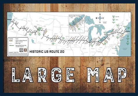 Large Historic Route 20 Map