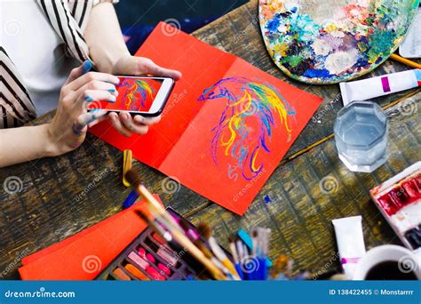 Young Student Artist At Art Workplace Stock Image Image Of Painting