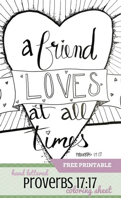 Proverbs 1717 Scripture Coloring Sheet Proverbs 17 17 Words