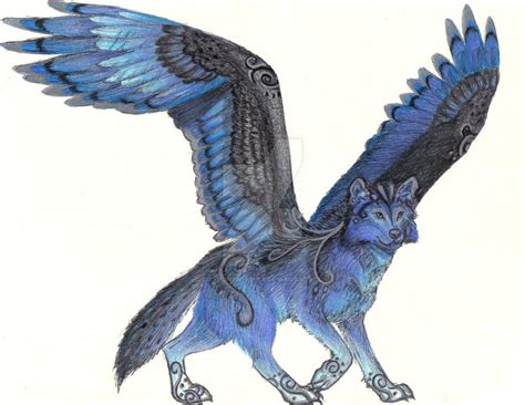 Blue Winged Wolf By Dragonswhisper On Deviantart