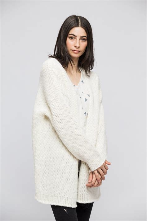 Alpaca Oversized Chunky Woman Knit Cardigan Off White Cardigans For Women Chunky Knit
