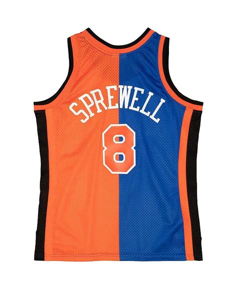 Mitchell And Ness Mens Latrell Sprewell Blue Orange New York Knicks