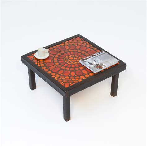 Red Ceramic Side Table Vintage Design Point