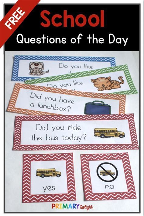 Free Back To School Questions Of The Day For Preschool Kindergarten