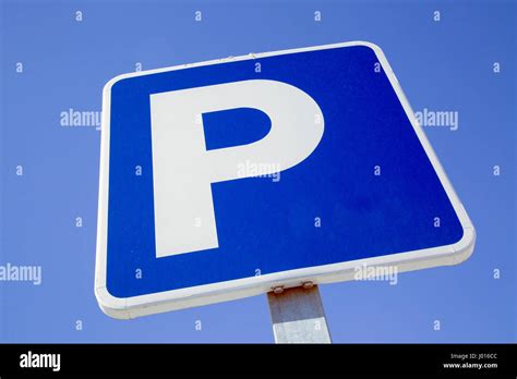 Blue Parking Sign In Urban Setting Stock Photo Alamy