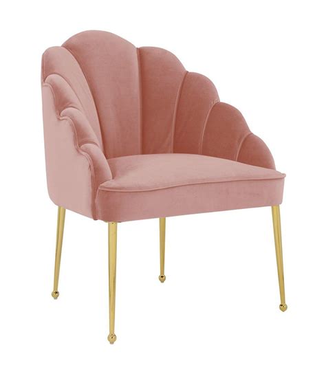 Rectangular rising backrests framed with rocaille. TOV Furniture Modern Daisy Petite Blush Pink Velvet Chair ...