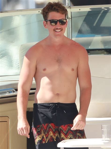 Miles Teller Seen Shirtless With Fiancé Keleigh Sperry In Bathing Suit