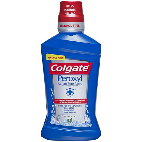 Colgate Peroxyl Antiseptic Alcohol Free Mouth Sore Rinse Mild Mint