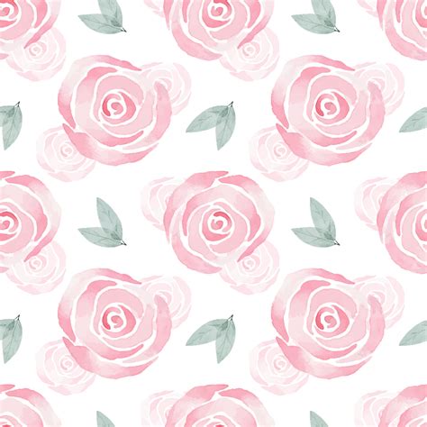 Pink Simple Abstract Rose Watercolor Floral Seamless Pattern With
