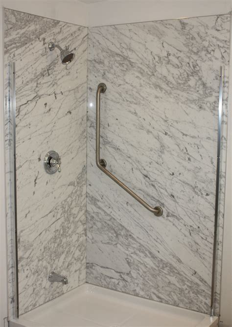 Carrara White Marble Shower Walls Installed For Customer In Hillsdale