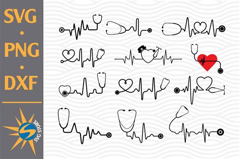Heartbeat Stethoscope Svg Png Dxf Digital File Include 763433 Cut