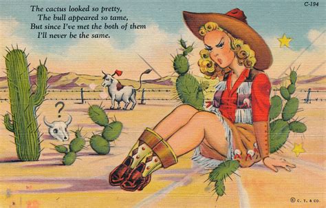 Fab Vintage Cowgirl Postcard From The Ct Dude Ranch Comics Series I Received From The Ever