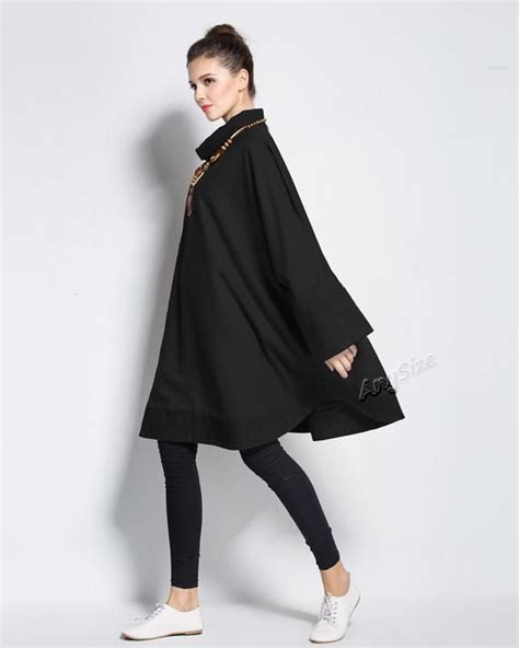 Anysize Bat Sleeve Contrast Color Woolen Dress Plus Size Tops Etsy